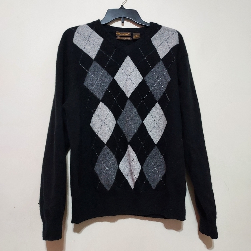 Paolo Mondo 100% cashmere Preppy long sleeve knitted sweater